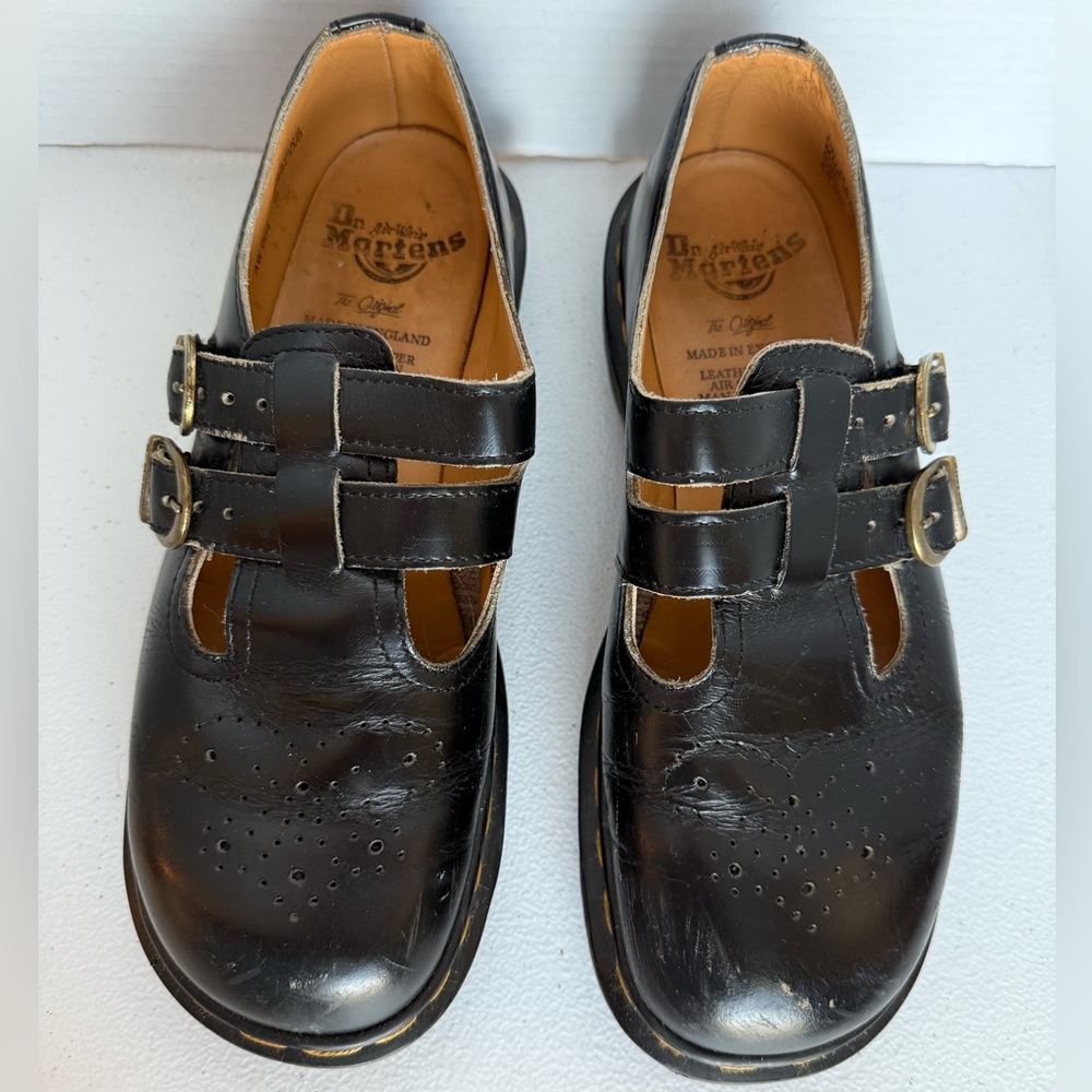 VTG 90s Made in England Dr. Doc Marten Mary Janes 8065 Black UK 6 US 8 Leather